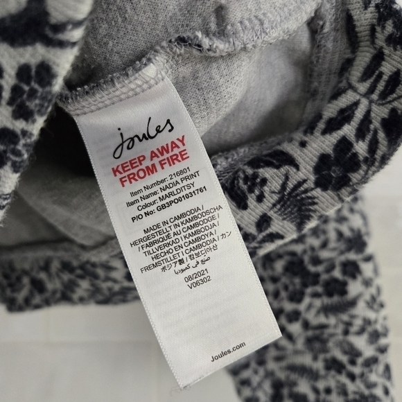 Joules Nadia Floral Print Funnel Neck Pullover Sweatshirt Blue Gray Size 14 - Picture 6 of 10